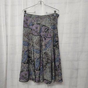 Coldwater Creek Skirt Midi Gray Purple Fairy Whimsigoth Paisley S (6/8)